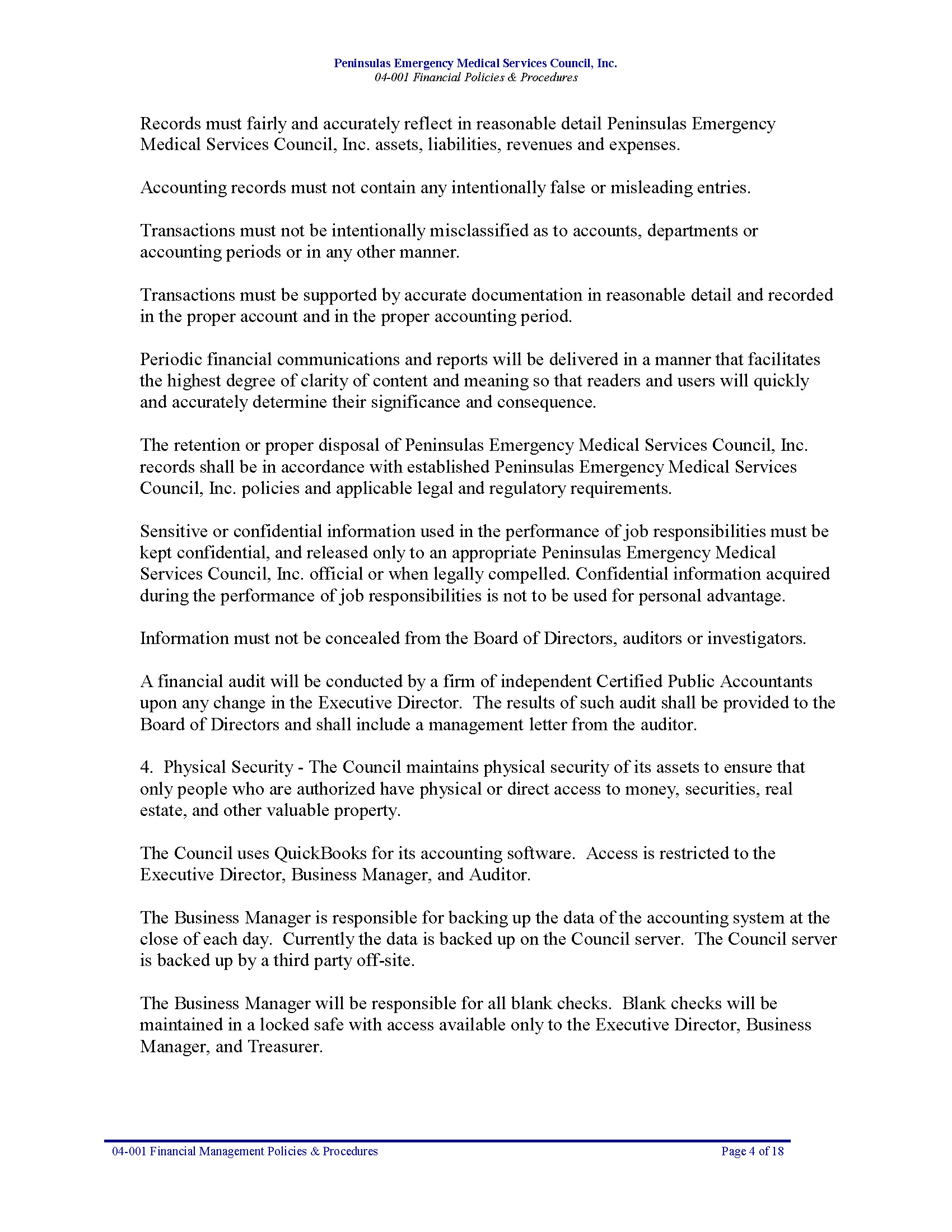 04 001 PEMS Financial Management Policies Procedures 09 18 Page 04