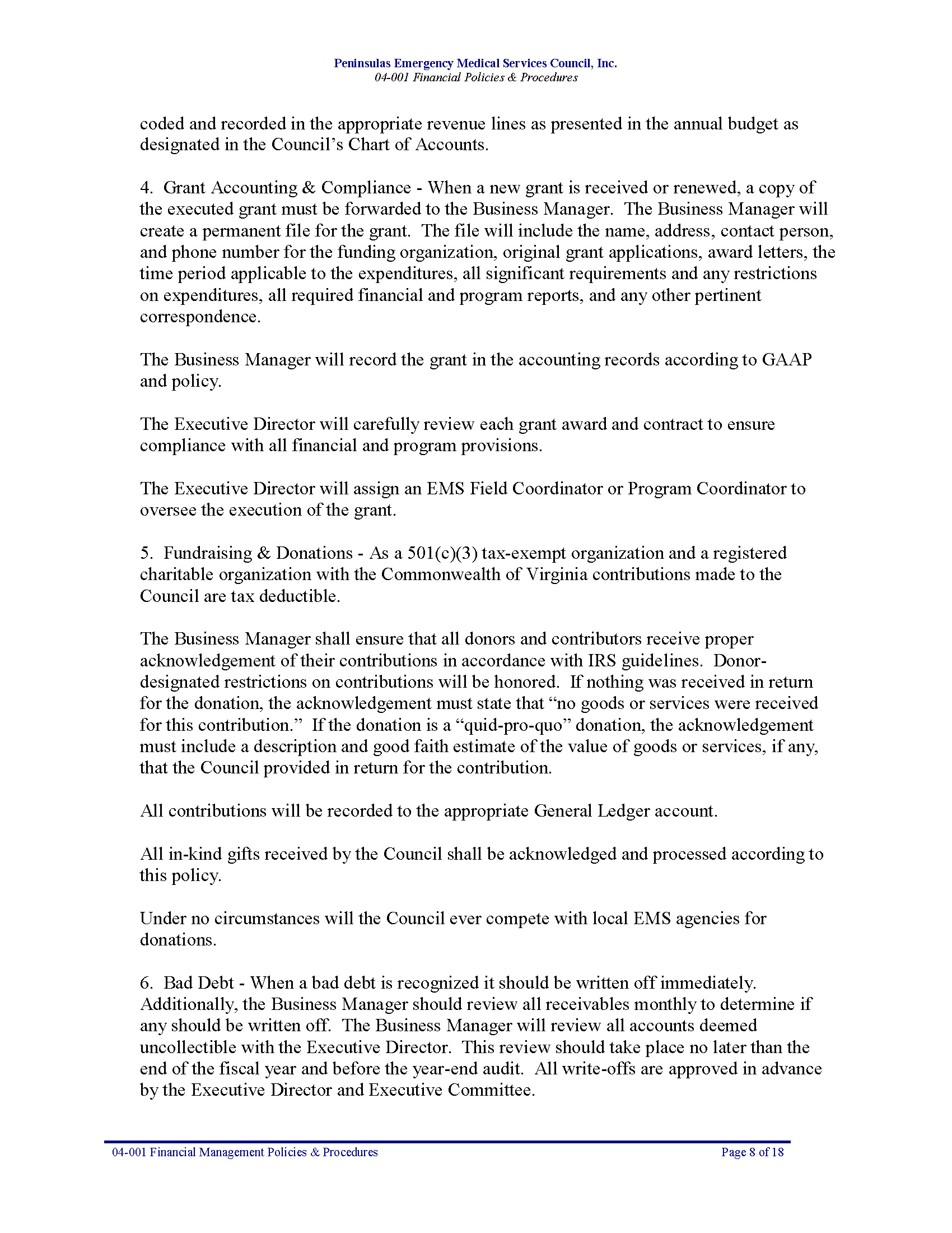 04 001 PEMS Financial Management Policies Procedures 09 18 Page 08