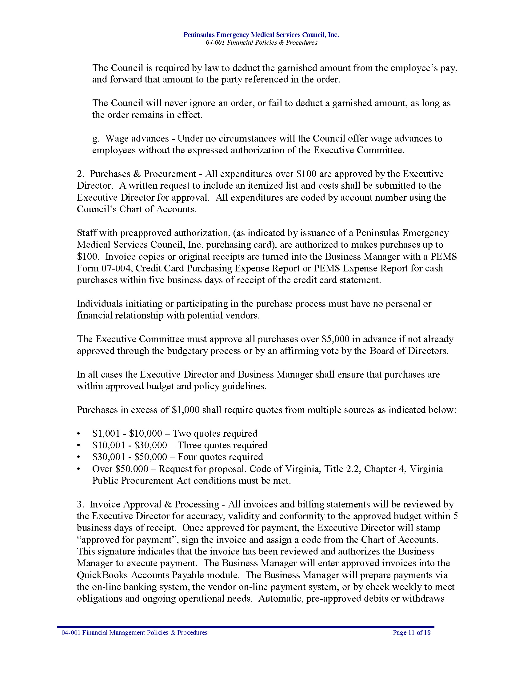 04 001 PEMS Financial Management Policies Procedures 09 18 Page 11