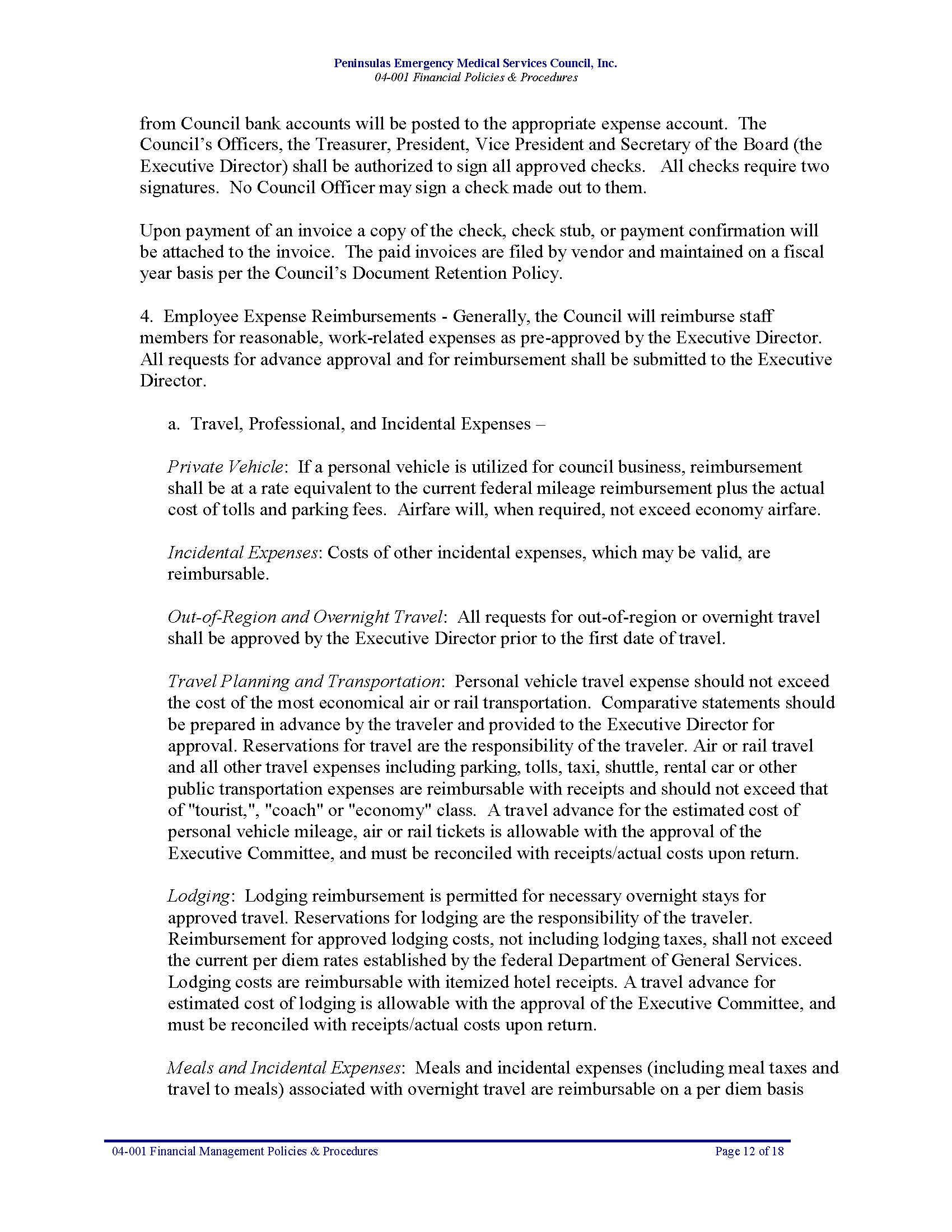 04 001 PEMS Financial Management Policies Procedures 09 18 Page 12