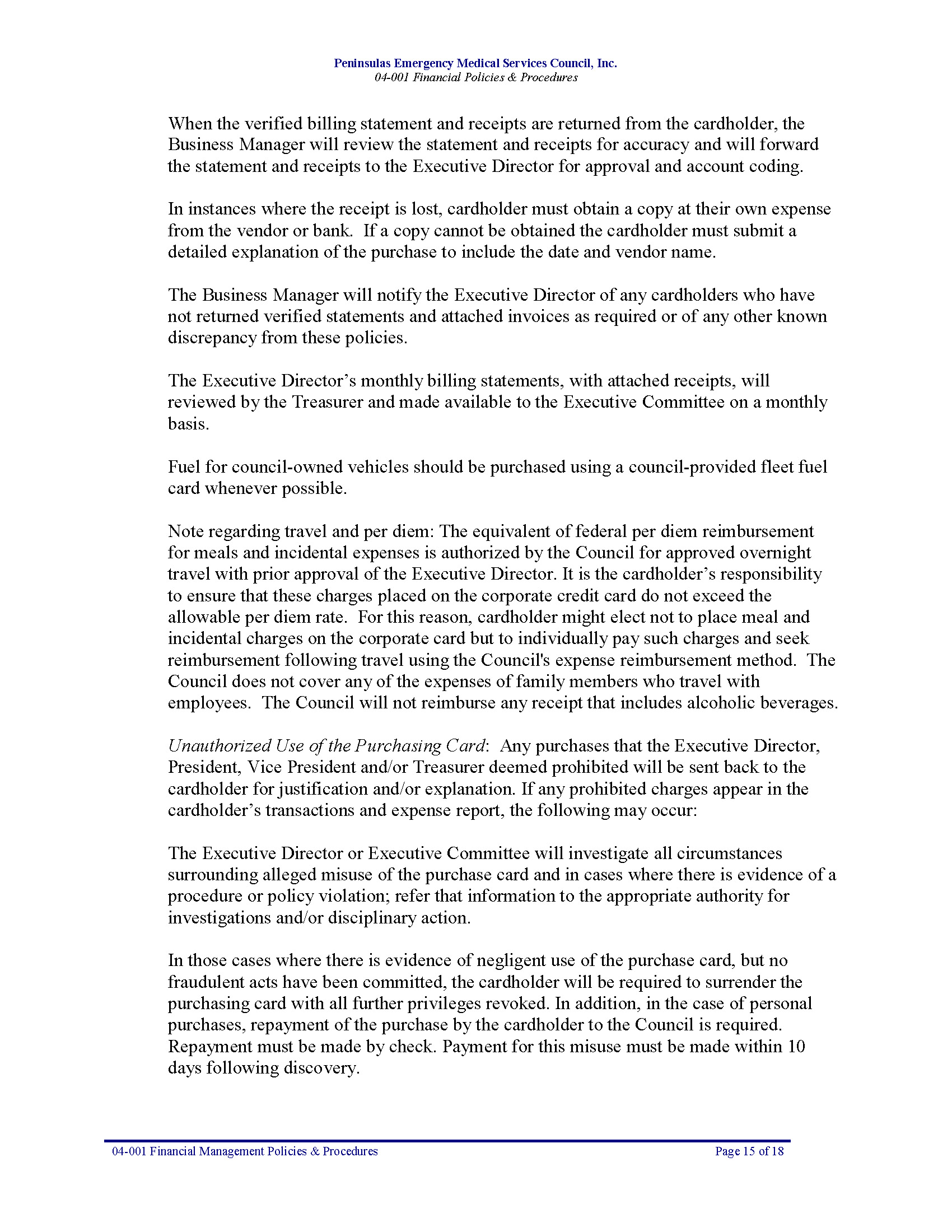 04 001 PEMS Financial Management Policies Procedures 09 18 Page 15