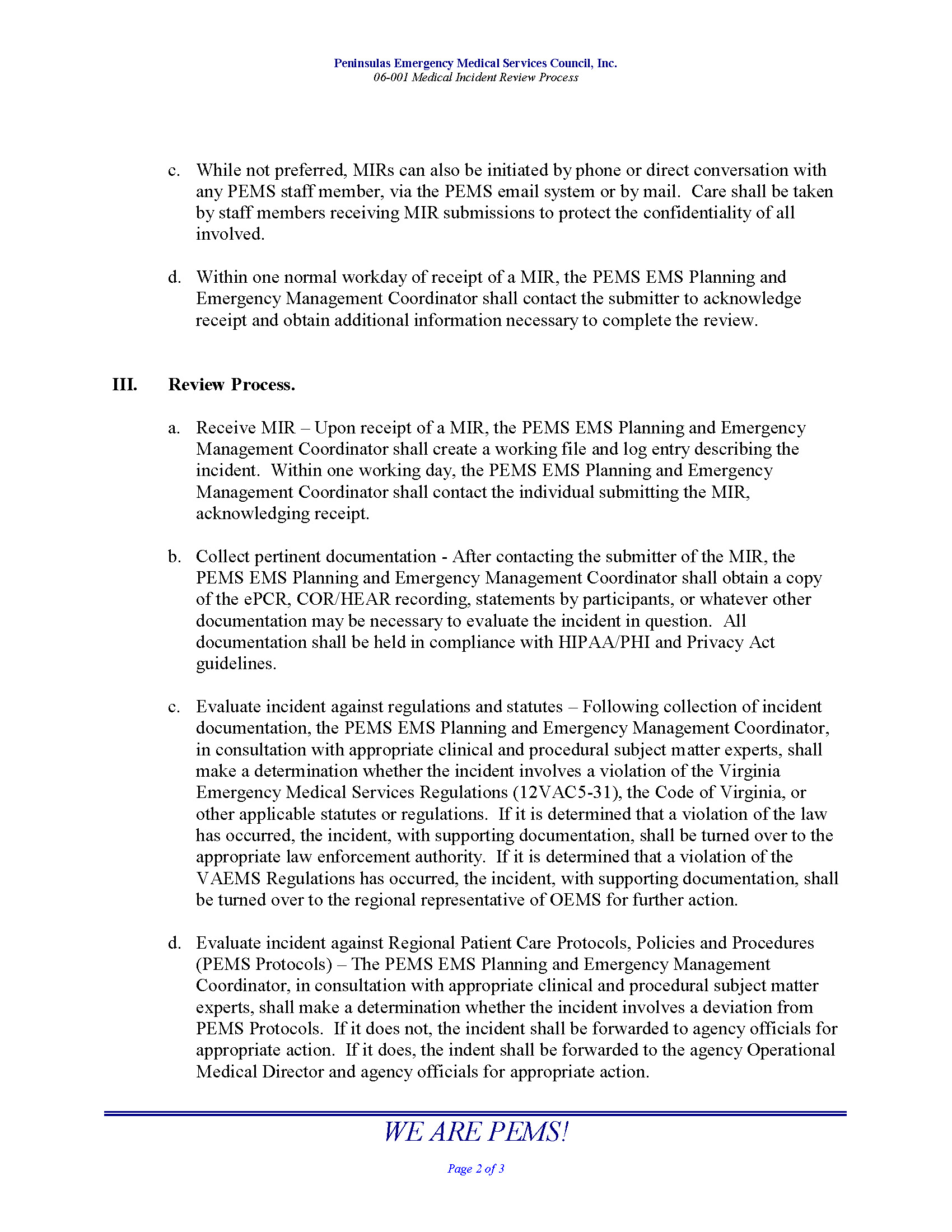 06 001 Medical Incident Review Process 06 18 Page 2