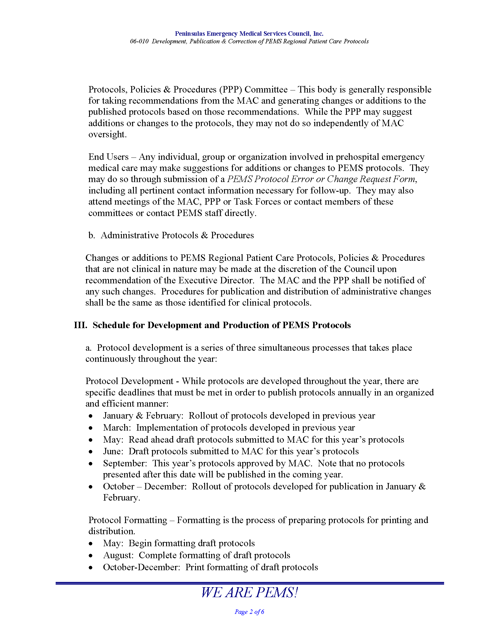 06 010 Development Publication Correction of PEMS Regional Patient Care Protocols 08 19 Page 2