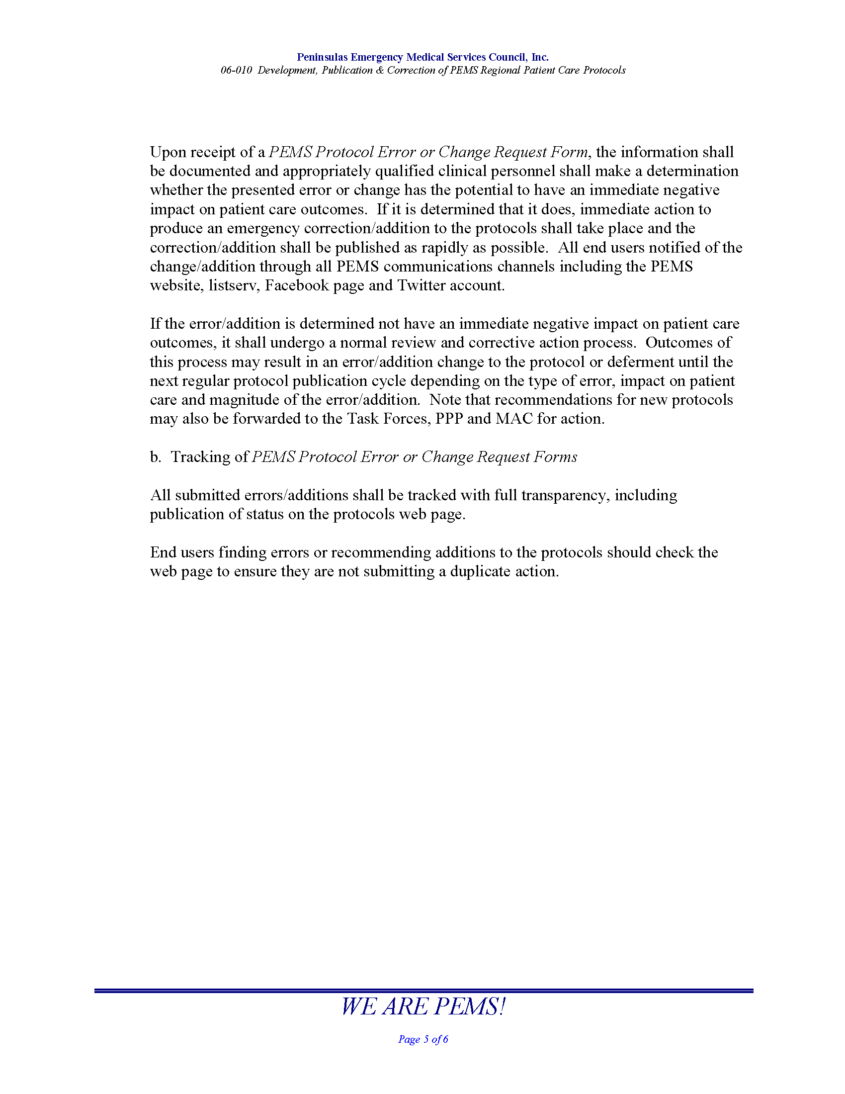 06 010 Development Publication Correction of PEMS Regional Patient Care Protocols 08 19 Page 5